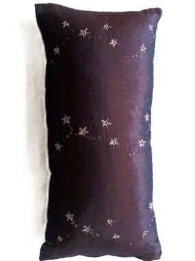 Unbranded Cushion Brown Plum Sheen Embroidery Zipped 18.5 in x 7.5 in Read